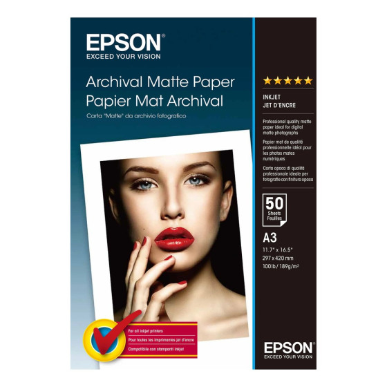 Epson Pap Mat Archival A3 – Papier mat pour impression photo (C13S041344)
