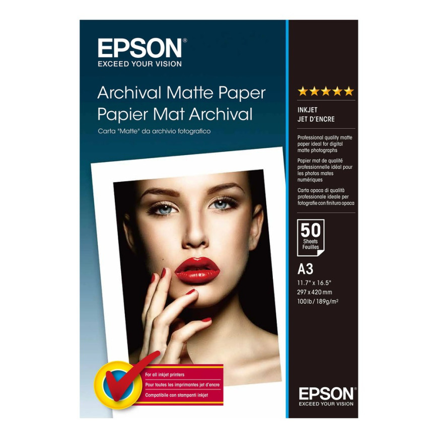 Epson Pap Mat Archival A3 – Papier mat pour impression photo (C13S041344)