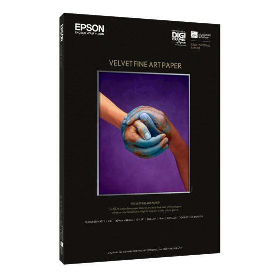 Epson Pap d'Art Velvet 260g 20f. A3+ – Papier Fine Art Mat (C13S041637)