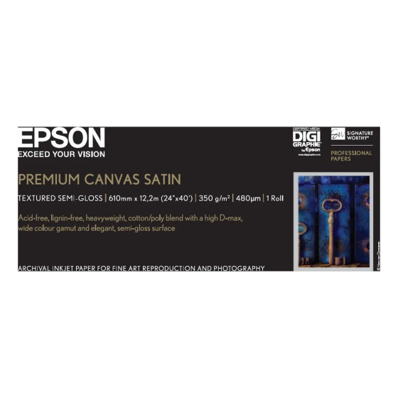 Epson Toile Premium Canvas Satin 350g 24" (0,610x12,2m) – Papier en rouleau artistique (C13S041847)