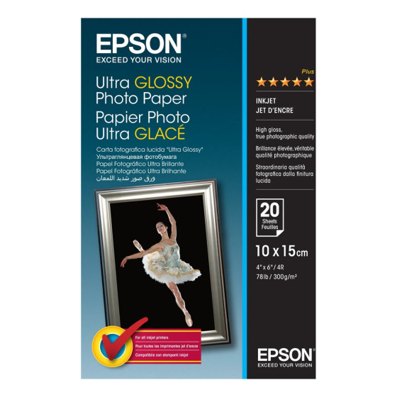 Epson Ultra Glossy Photo Paper - Papier photo ultra glacé 10x15cm - 20 feuilles (C13S041926)
