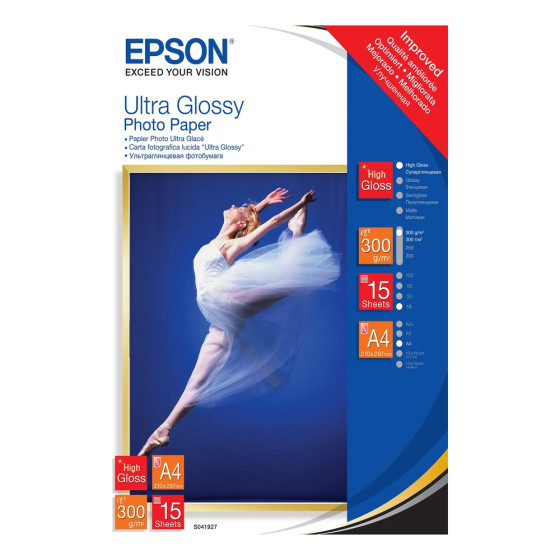 Epson Ultra Glossy Photo Paper - Papier photo ultra glacé A4 - 15 feuilles (C13S041927)