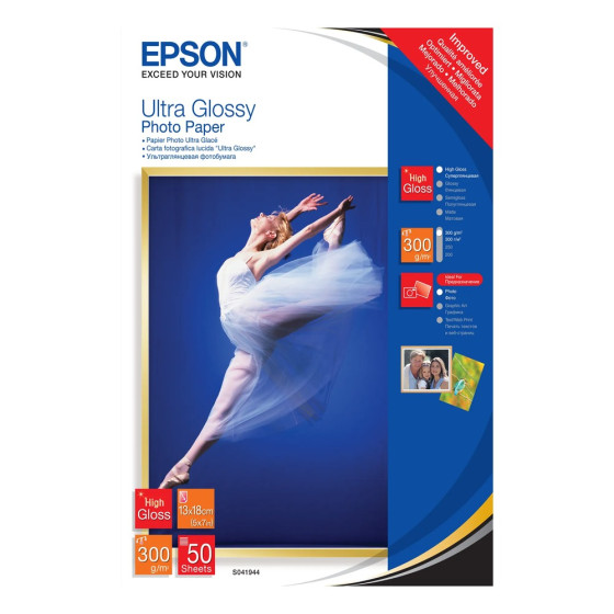 Epson Ultra Glossy Photo Paper - Papier photo ultra glacé 13x18cm - 50 feuilles (C13S041944)