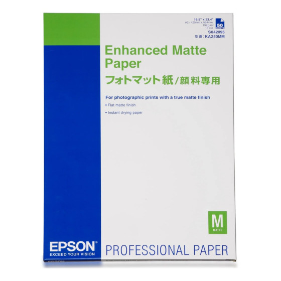Epson Pap Mat Supérieur 189g 50f. A2 (0,420x0,594m) – Papier photo mat haut de gamme (C13S042095)