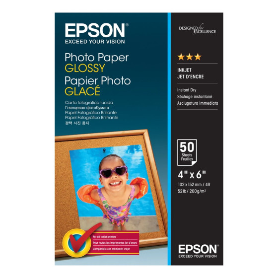 Epson Photo Paper Glossy - Papier photo glacé 10x15cm - 50 Feuilles (C13S042547)