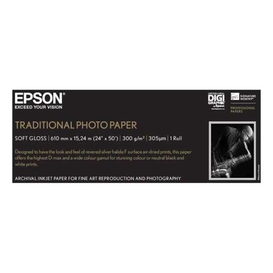 Epson Pap Photo Traditionnel 300g 24" x 15m – Papier photo classique (C13S045055)