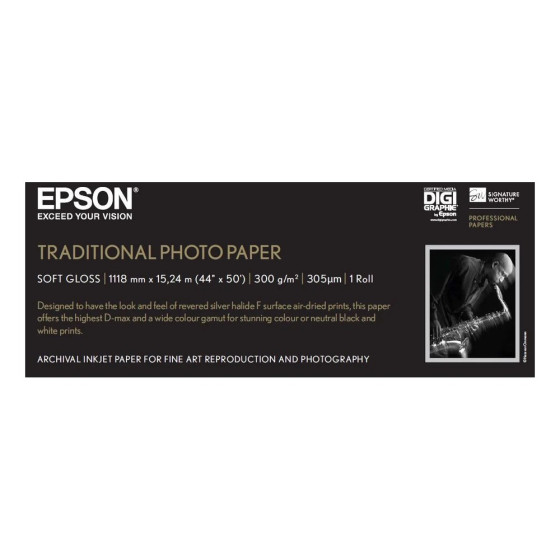 Epson Pap Photo Traditionnel 300g 44" x 15m – Papier photo classique en rouleau (C13S045056)