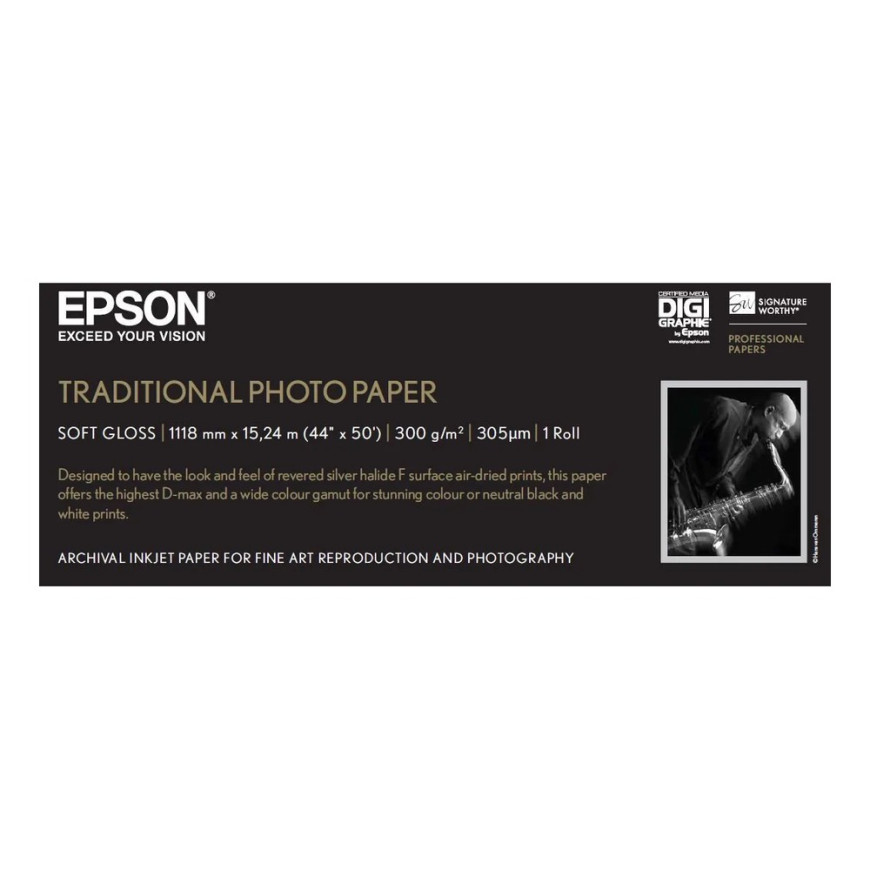Epson Pap Photo Traditionnel 300g 44" x 15m – Papier photo classique en rouleau (C13S045056)