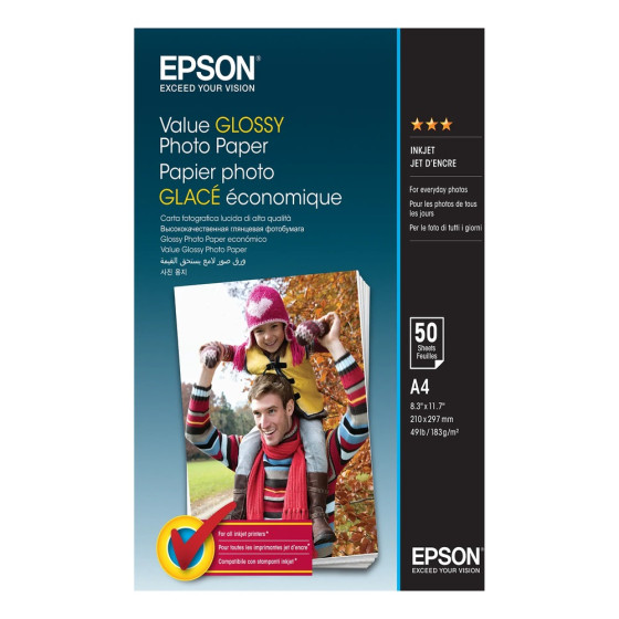 Epson Value Glossy Photo Paper - Papier photo glacé économique A4 - 50 feuilles (C13S400036)