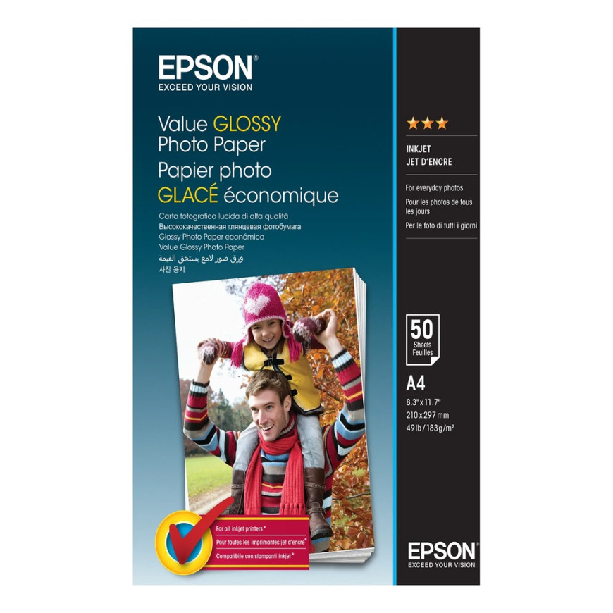 Epson Value Glossy Photo Paper - Papier photo glacé économique A4 - 50 feuilles (C13S400036)