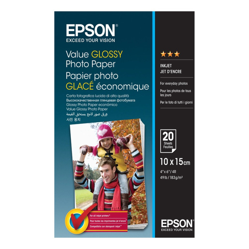 Epson Value Glossy Photo Paper - Papier photo glacé économique 10x15 cm (C13S400037)