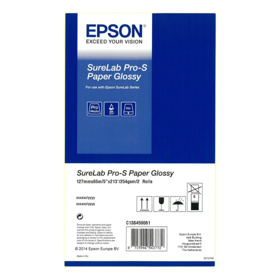 Epson SureLab Pro-S Paper Glossy BP 8x65 – Rouleau de papier glacé (C13S450063BP)