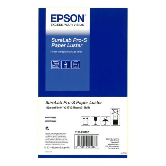 Epson SureLab Pro-S Paper Luster BP 4x65 – Rouleau de papier photo lustré (C13S450137BP)