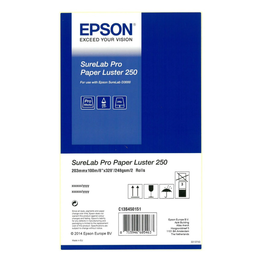 Epson SureLab Pro Paper Luster 250 BP 8" – Rouleau de papier photo lustré (C13S450151BP)