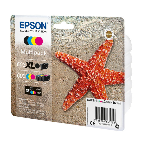 Epson 603 XL – Multipack d’encres 4 couleurs (C13T03A94010)