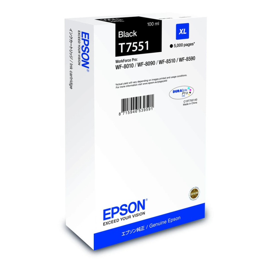 Epson T7551 – Encre Noire XL (5 000 p) (C13T755140)