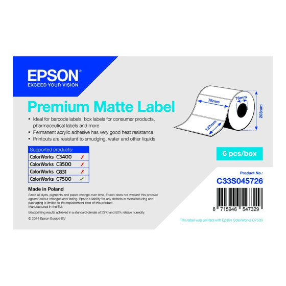 Epson Premium Matte Label - Étiquettes mates en rouleau (C33S045726)