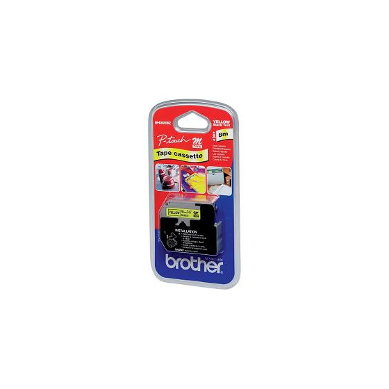 Ruban d'étiquettes Brother M-K621B noir sur jaune | Rightech.ma