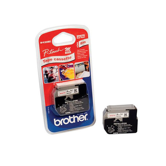 Ruban d'étiquettes Brother M-K222BZ rouge sur blanc (M-K222B) | Rightech.ma
