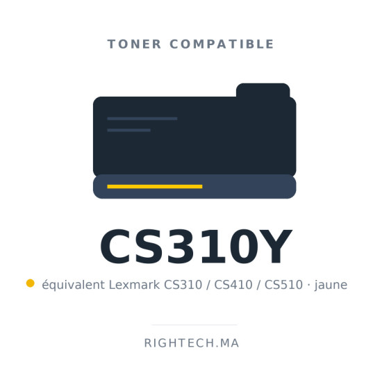 Toner compatible Lexmark CS310 / CS410 / CS510 jaune au Maroc | Rightech.ma