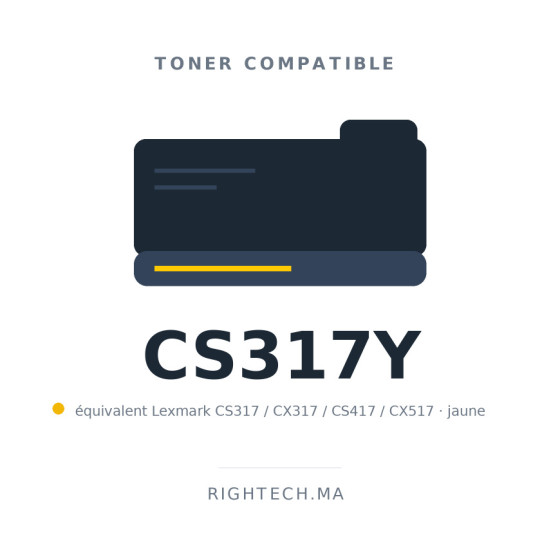 Toner compatible Lexmark CS317 / CX317 / CS417 / CX517 jaune au Maroc | Rightech.ma