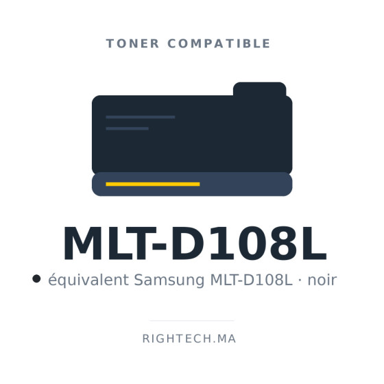 Toner compatible Samsung MLT-D108L noir au Maroc | Rightech.ma
