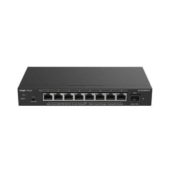 Switch PoE Ruijie Reyee 8 ports 2,5 Gbit/s 1 SFP+ 10 Gb 130 W (RG-ES209MG-P)