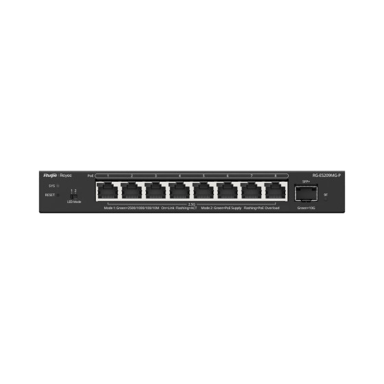 Switch PoE Ruijie Reyee 8 ports 2,5 Gbit/s 1 SFP+ 10 Gb 130 W (RG-ES209MG-P)