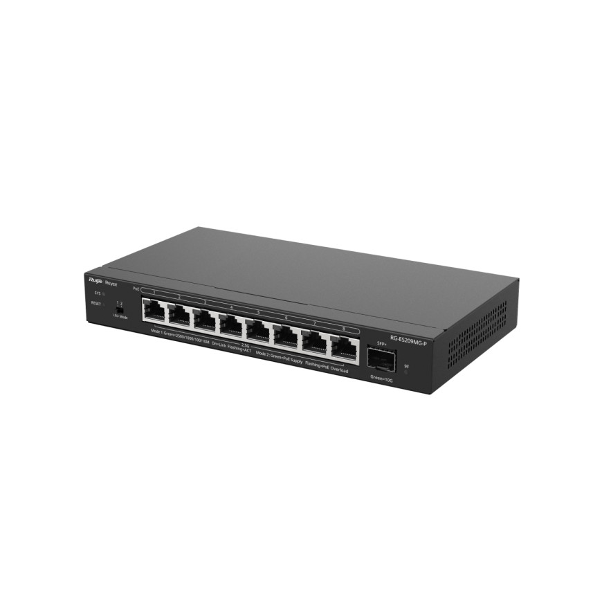 Switch PoE Ruijie Reyee 8 ports 2,5 Gbit/s 1 SFP+ 10 Gb 130 W (RG-ES209MG-P)