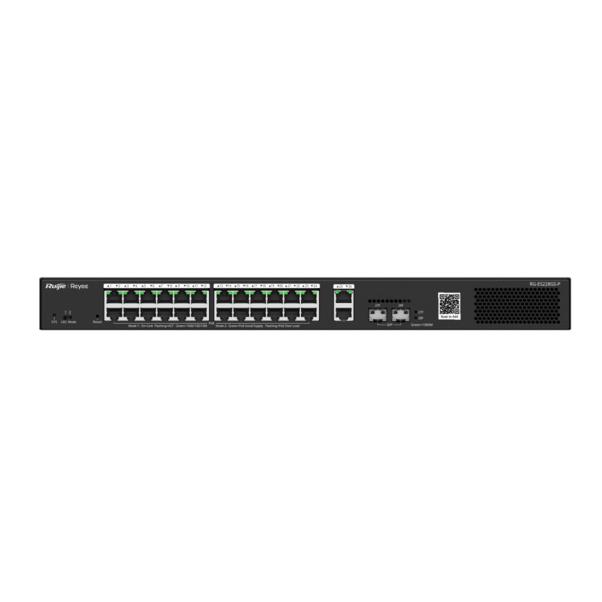 Switch PoE Ruijie Reyee 28 ports Gigabit 2 SFP 370 W (RG-ES228GS-P)