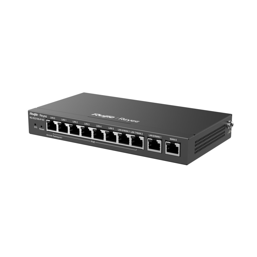 Routeur Ruijie Reyee 10 ports 600 Mbit/s 200 clients PoE 110 W (RG-EG210G-P-V3)