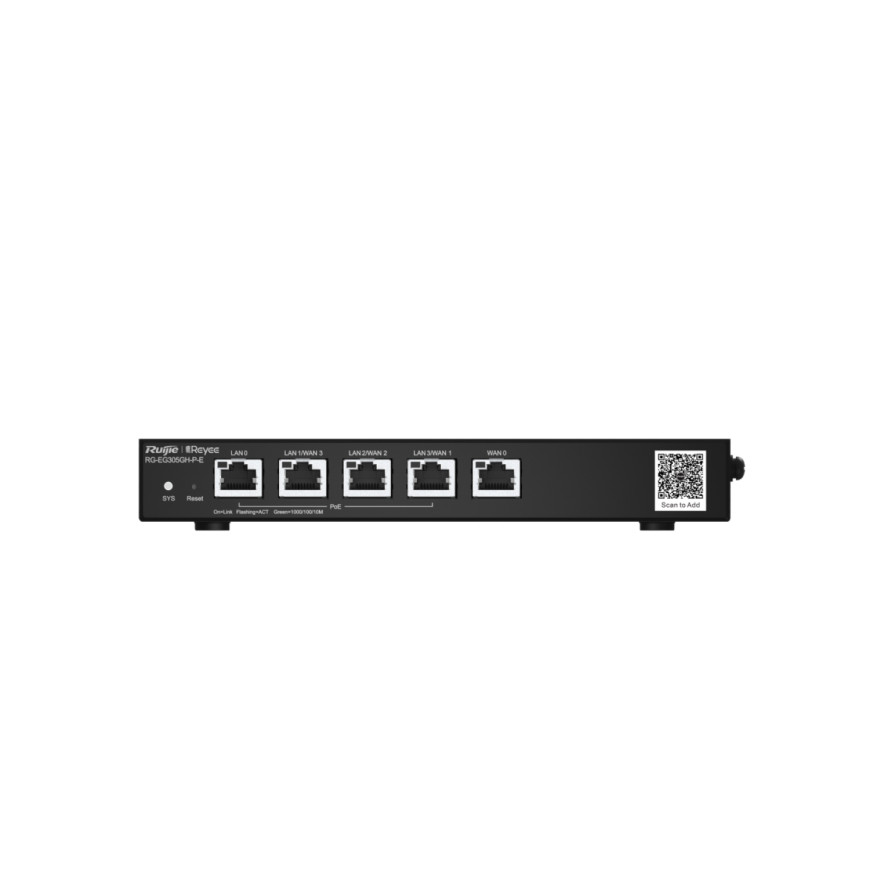Routeur Ruijie Reyee 5 ports 1500 Mbit/s 350 clients PoE 60 W (RG-EG305GH-P-E)