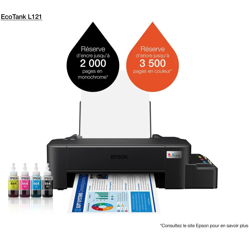 Imprimante à réservoirs rechargeables Epson EcoTank L121 (C11CD76413)