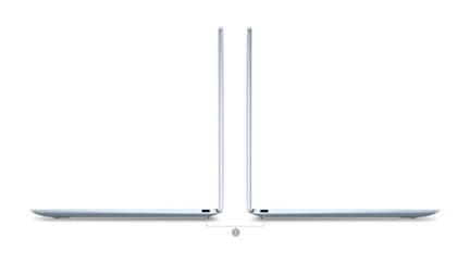Picture of Dell XPS 13 9315 laptops placed sideways with the number 1 signaling the product ports and slots.