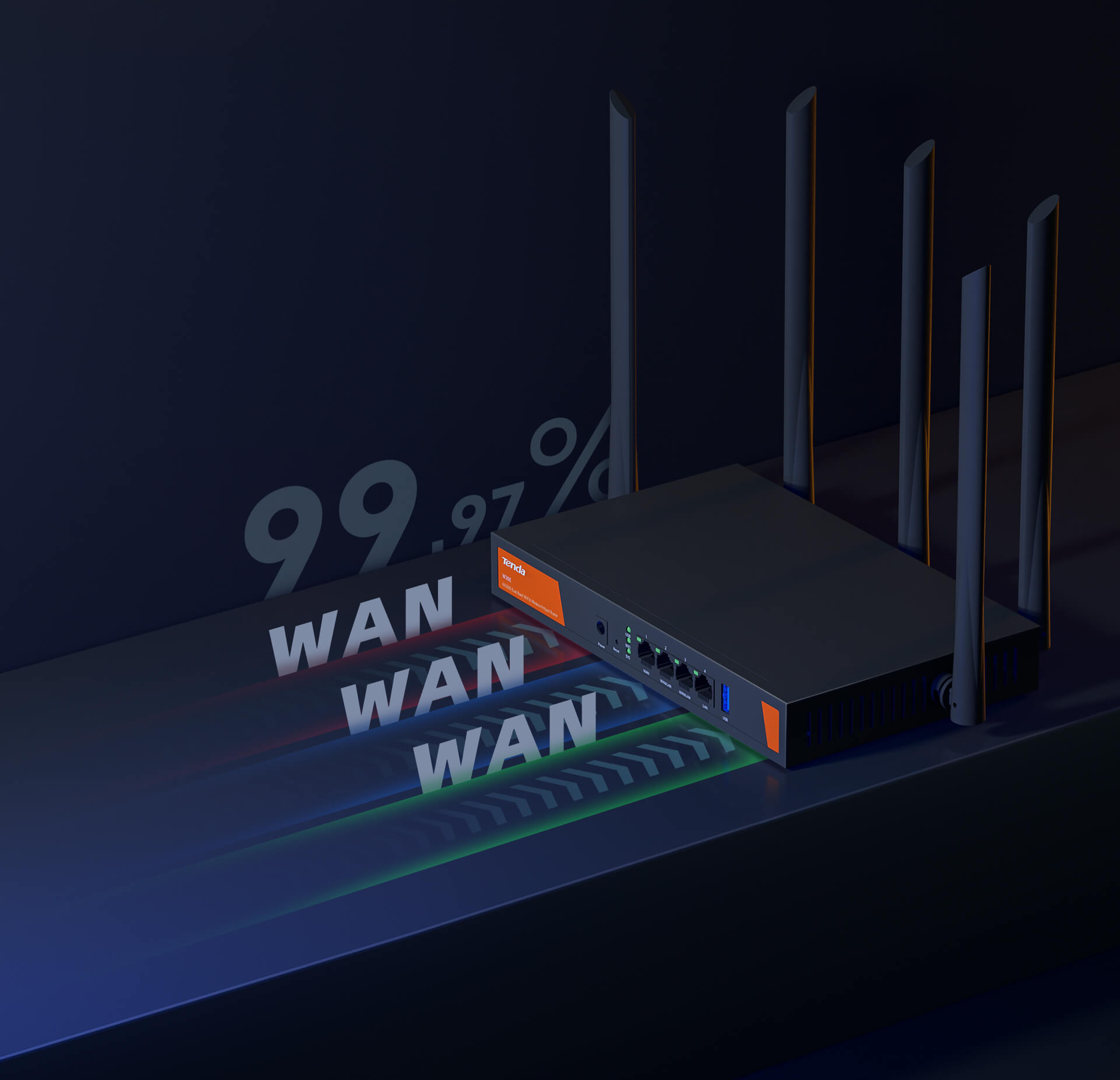 Tenda W30E — 5 high gain antennas for wider coverage od WiFi even in the corner of the office